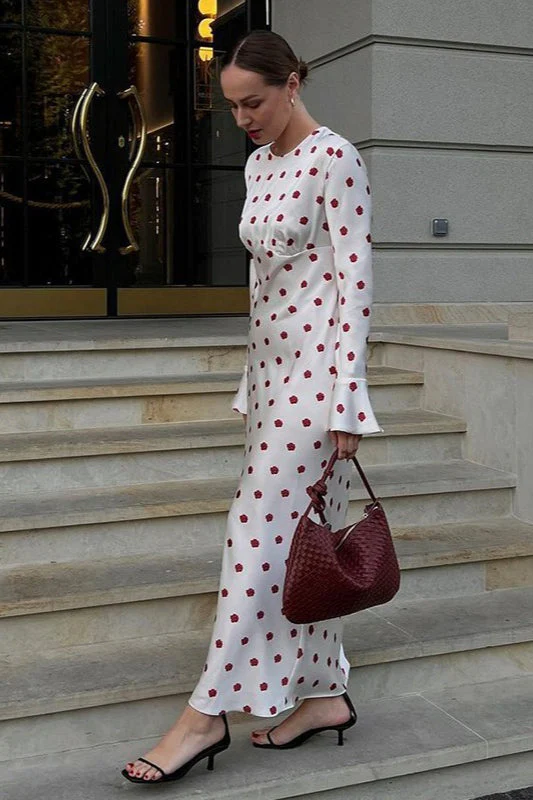 Polka Dot Print Flare Sleeve Maxi Dress - Image 2