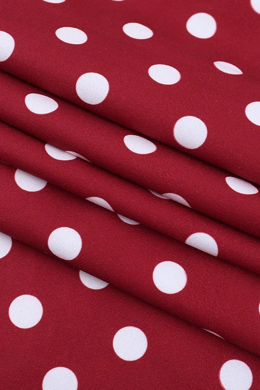 Red Polka Dot V-Neck Halter Backless Maxi Dress - Image 5