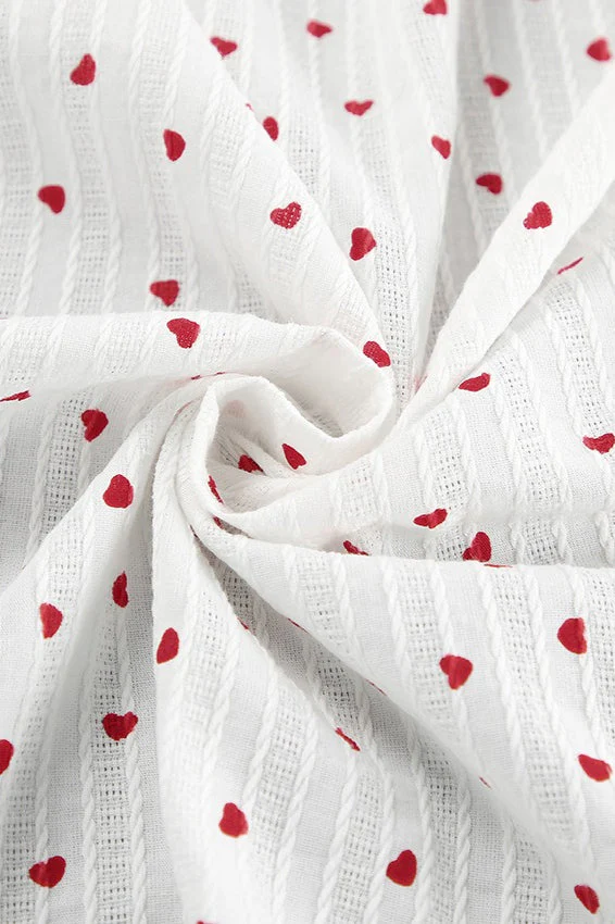 Cotton Heart Print V-Neck Wrap Maxi Dress - Image 5