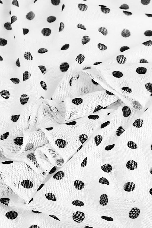 Polka Dot Backless Cami Mesh Maxi Dress - Image 5