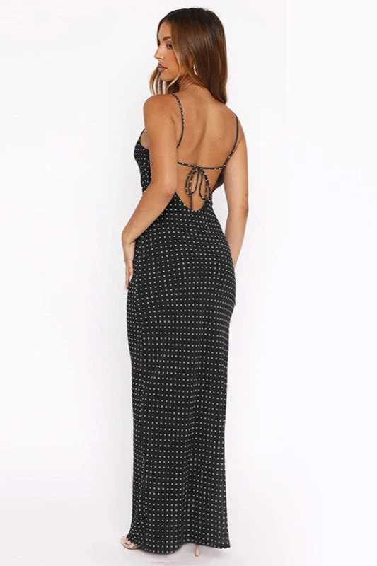 Polka Dot Cami Bodycon Maxi Dress - Image 3