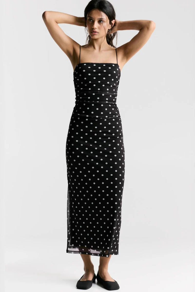 Sexy Polka Dot Cami Bodycon Maxi Dress - Image 2