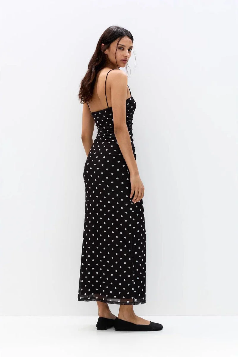 Sexy Polka Dot Cami Bodycon Maxi Dress - Image 3