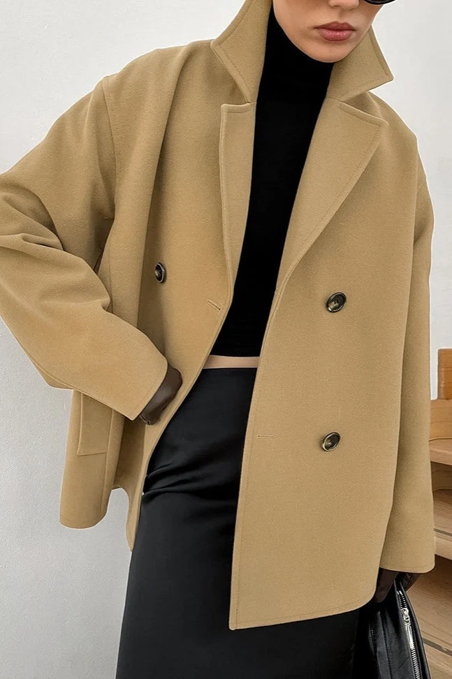 Thick Brown Double Breasted Wool Jacket - Image 2