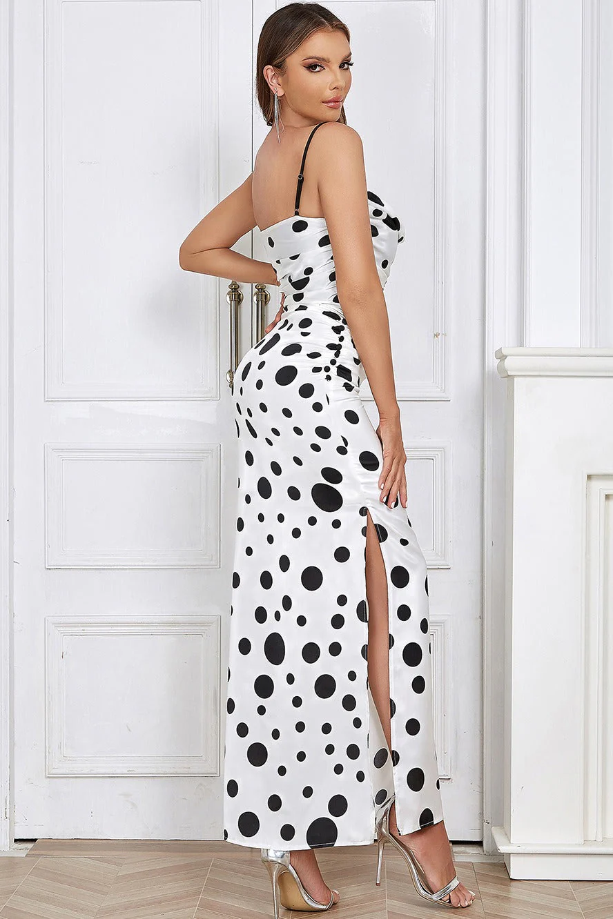 Polka Dot Pleated Cami Maxi Dress - Image 2