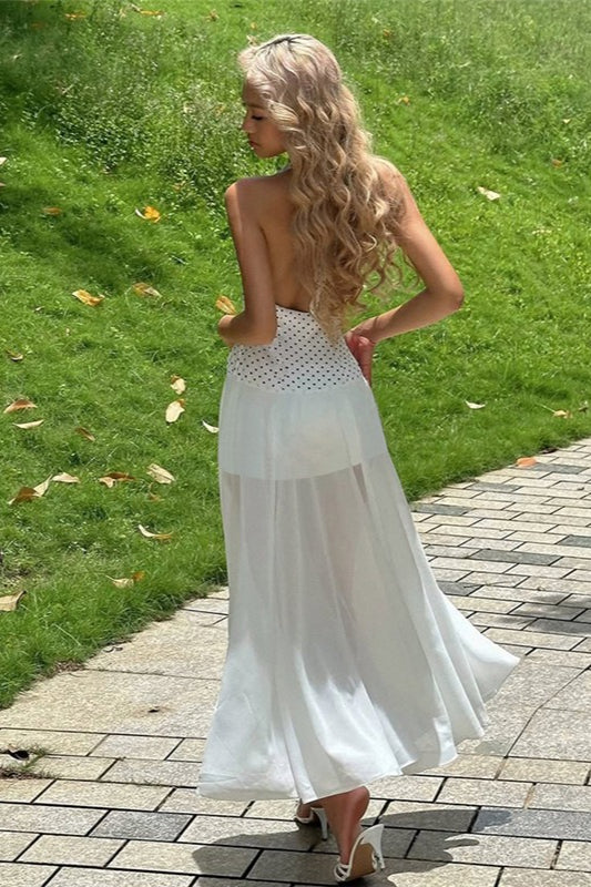 Floral Print Polka Dot Backless Tie Maxi Dress - Image 3