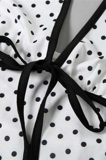 Floral Print Polka Dot Backless Tie Maxi Dress - Image 4
