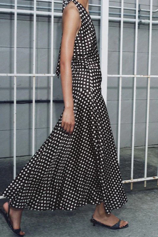 Polka Dot Halter Neck Maxi Dress - Image 2