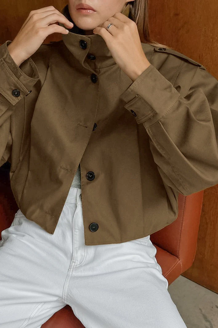 Pleated Collar Long Sleeve Jacket - Image 3