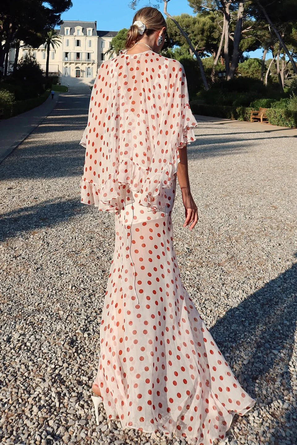 Polka Dot V-Neck Sheer Maxi Dress - Image 4