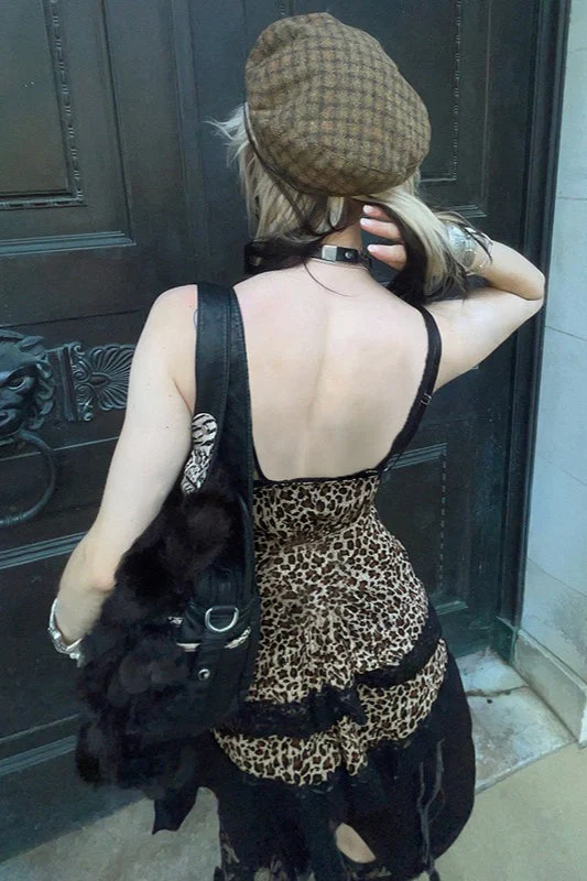 Trendy Asymmetrical Lace Leopard Print Blouse - Image 3