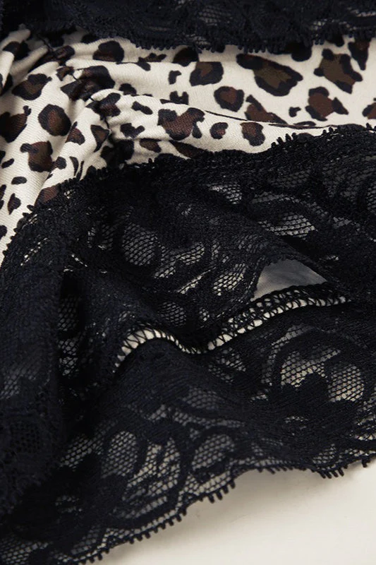 Trendy Asymmetrical Lace Leopard Print Blouse - Image 4