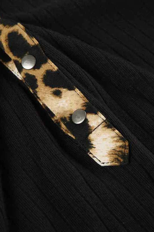 Leopard V Neck Knit Blouse - Image 3