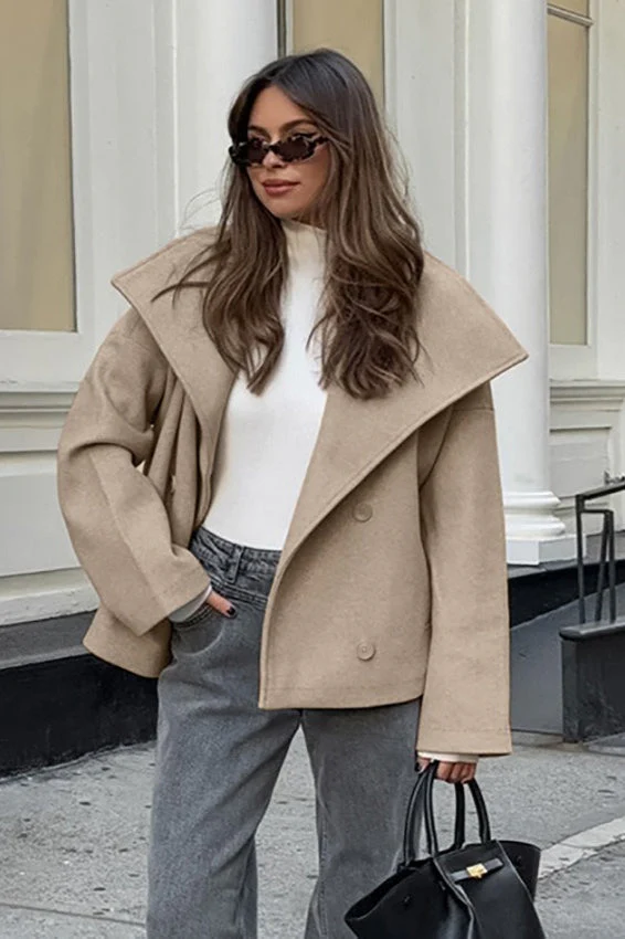 Khaki Wool Double Breasted Jacket - Image 2