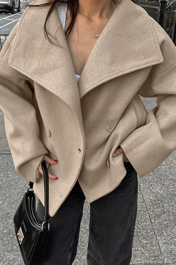 Khaki Wool Double Breasted Jacket - Image 3