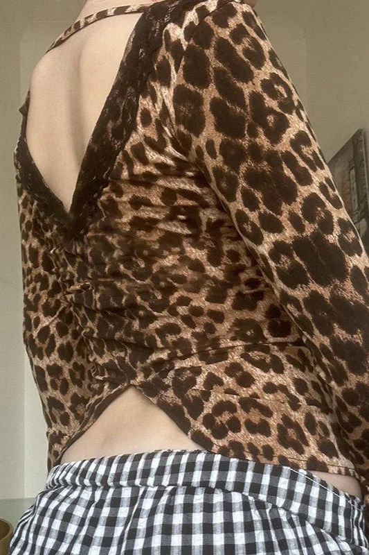 Cutout Backless V Neck Blouse - Image 3