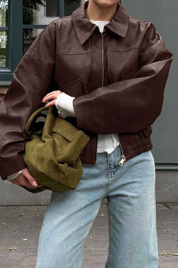 Vintage Brown Leather Jacket - Image 2