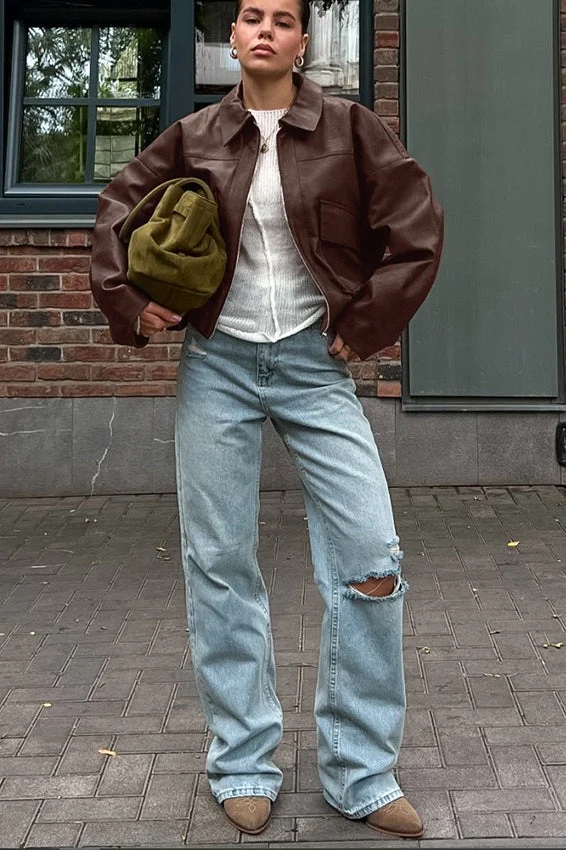 Vintage Brown Leather Jacket - Image 3