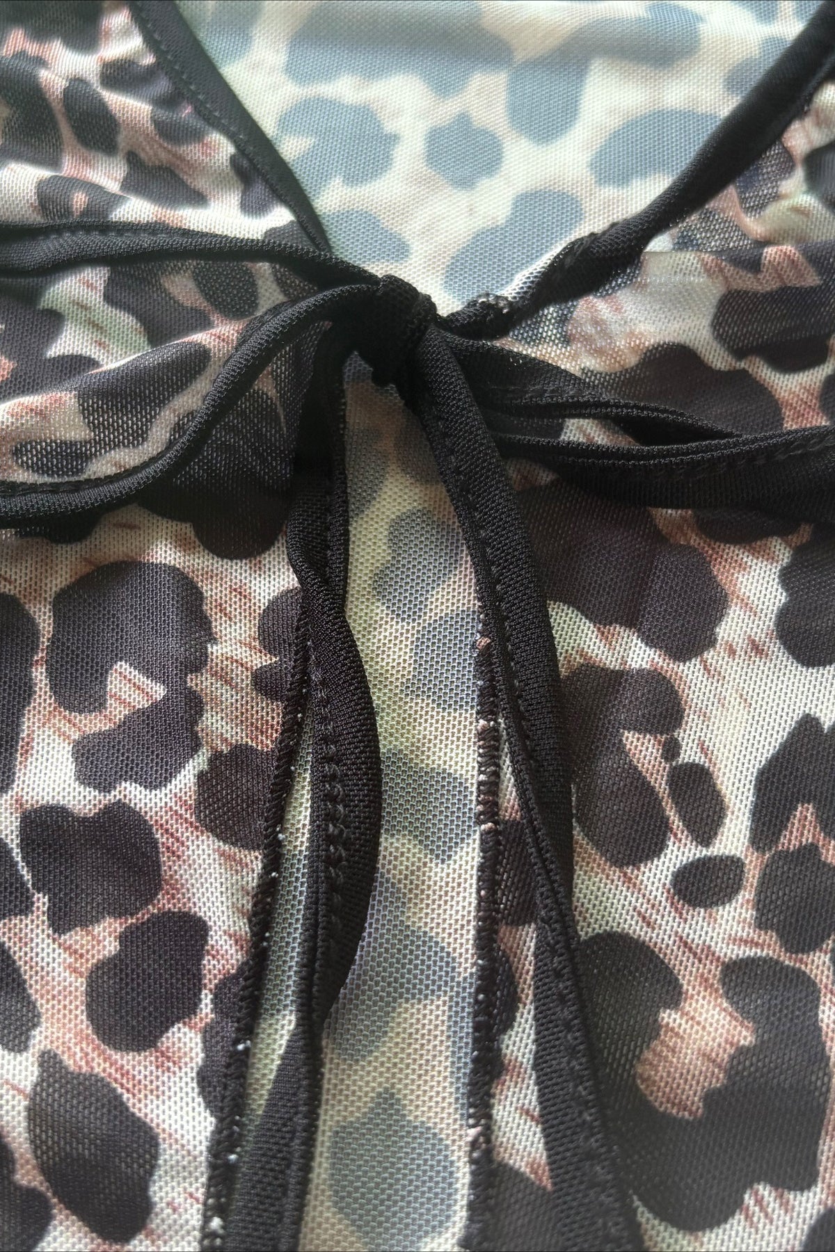 Long Sleeve Mesh Leopard Crop Top - Image 4
