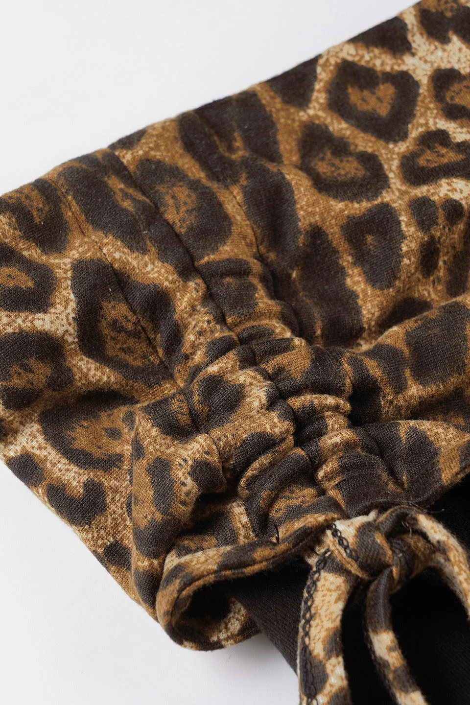 Leopard Print Ruched Side Drawstring Bustier Crop Top - Image 4