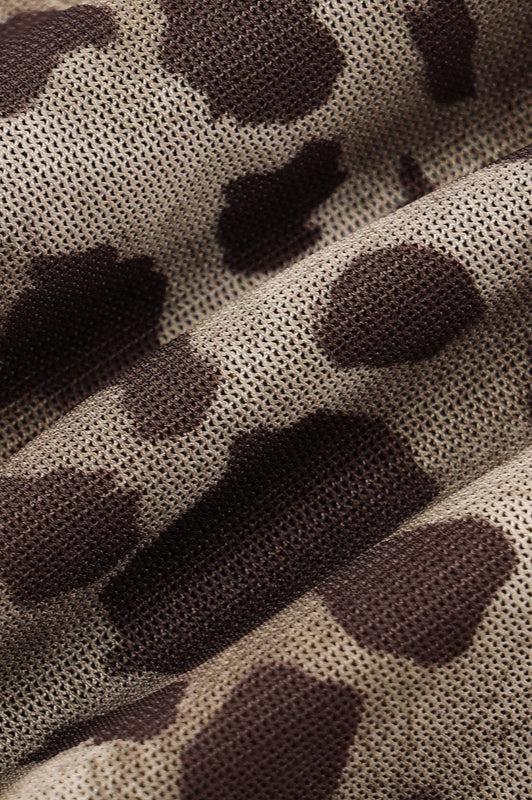 Ruched Leopard Bodysuit Crop Top - Image 4