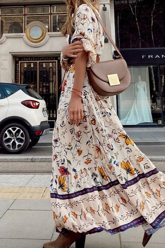 Bohemian Floral Print Long Sleeve Maxi Dress - Image 4