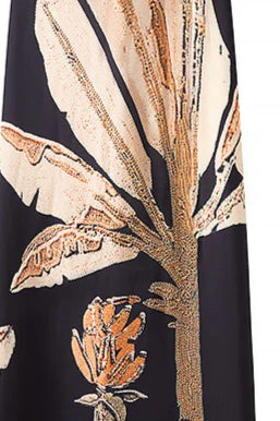 Casual Backless Tie Floral Print Maxi Dress - Image 3