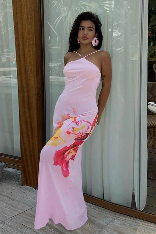 Sexy Halter Backless Slim Bodycon Maxi Dress - Image 2