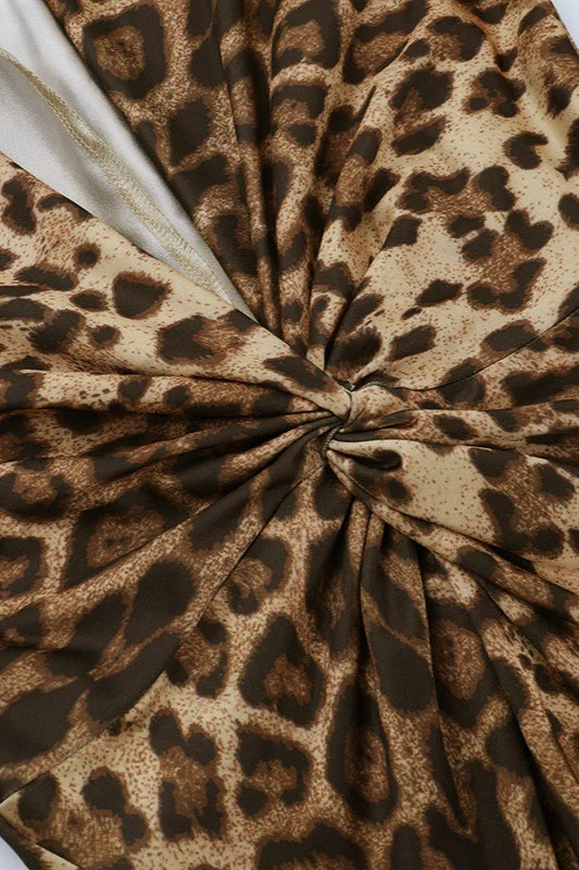 Sexy Leopard Print Knot Long Sleeve Maxi Dress - Image 5