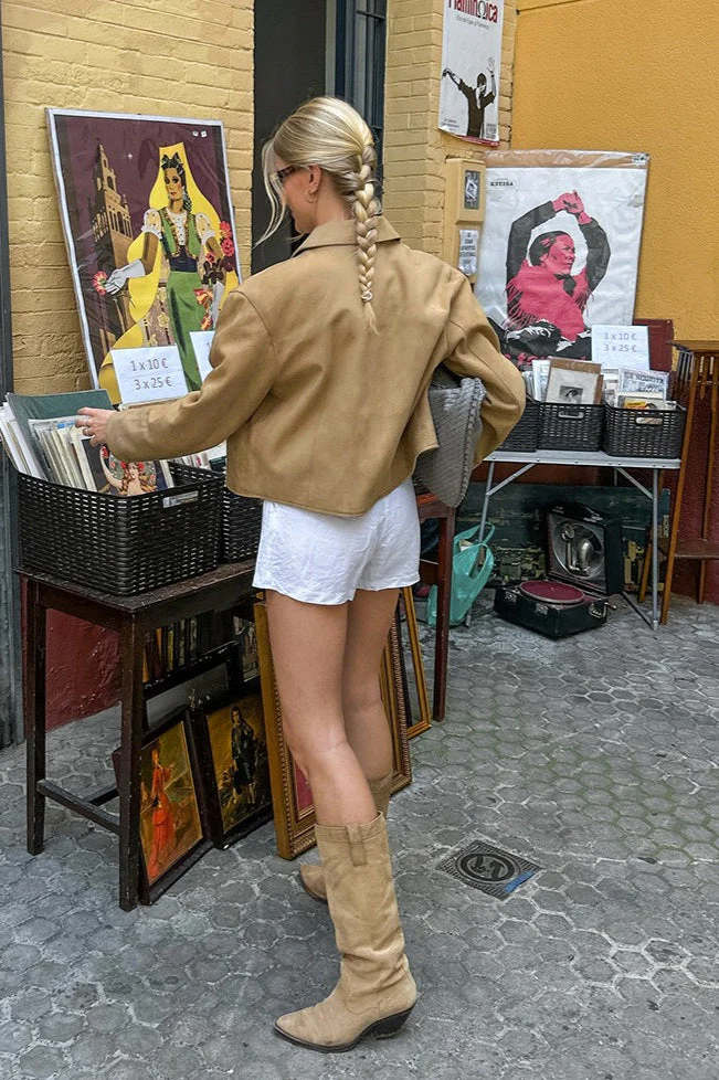 Khaki Suede Work Jacket - Image 3