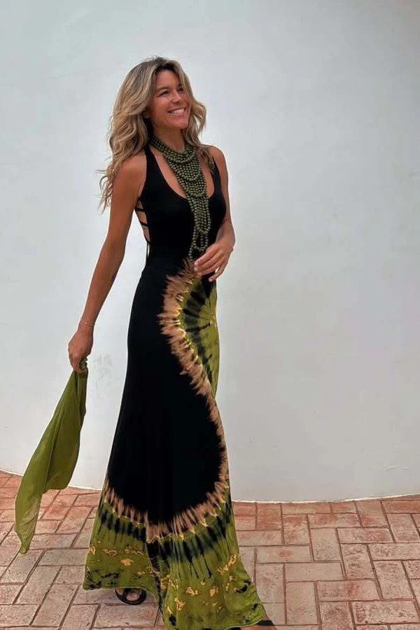 Floral Print Backless Tie Slim Fit Maxi Dress - Image 2