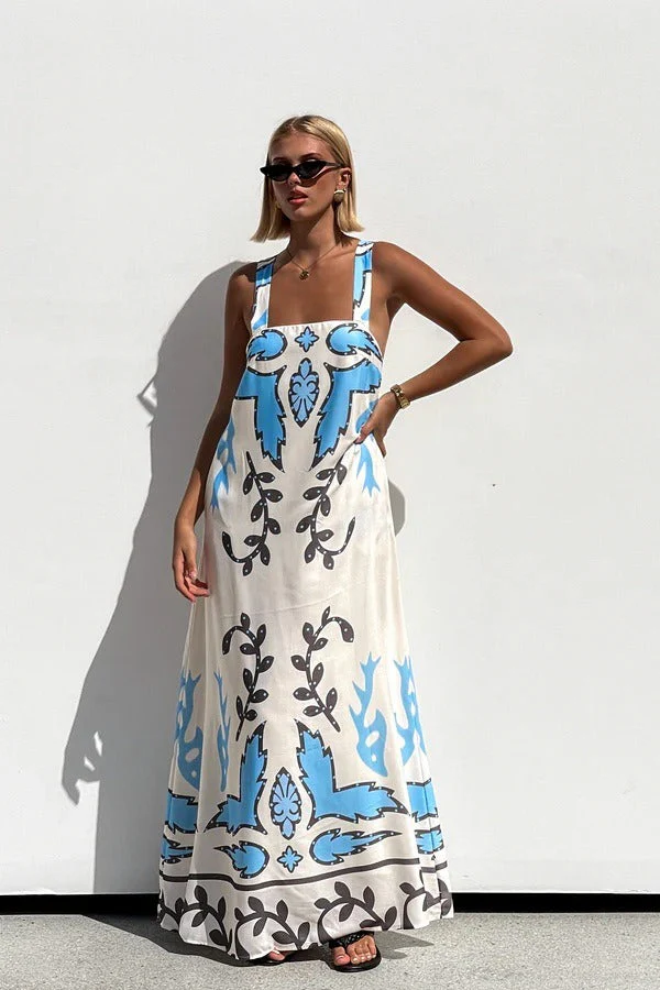 Sexy Floral Print Sleeveless Vacation Maxi Dress - Image 2