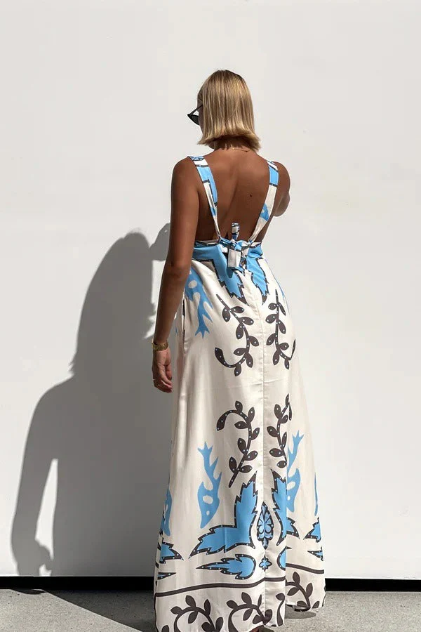 Sexy Floral Print Sleeveless Vacation Maxi Dress - Image 3