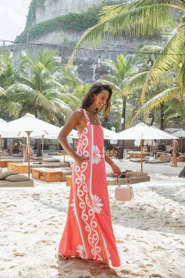 Off-shoulder Floral Print A-line Cami Maxi Dress - Image 2