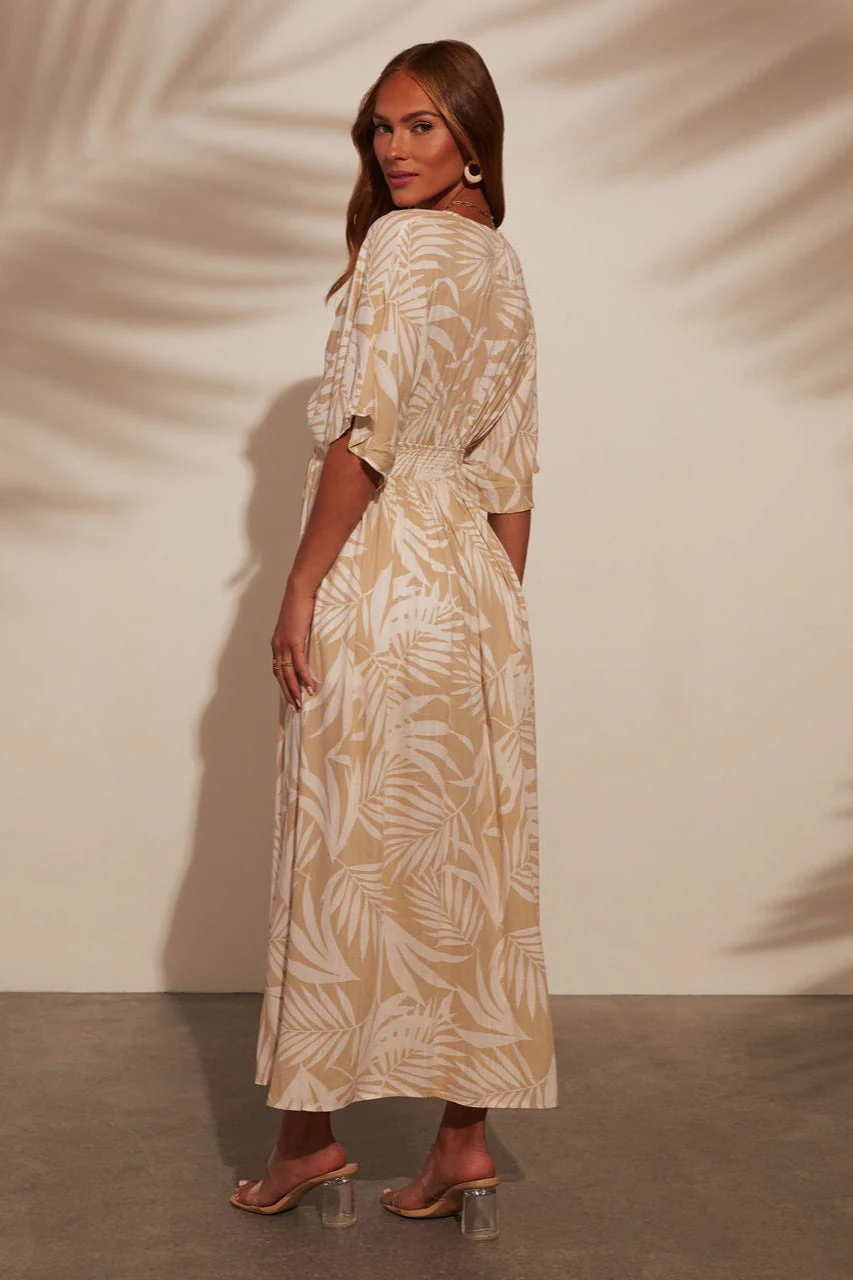 Floral Print V-neck Short Sleeve Maxi Dress - Image 4