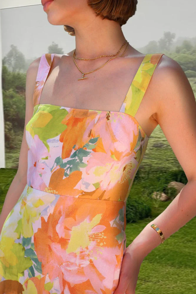 Floral Print Sleeveless Holiday Flowy Maxi Dress - Image 4