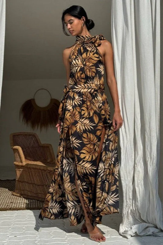 Floral Print High Slit Sexy Maxi Dress - Image 2