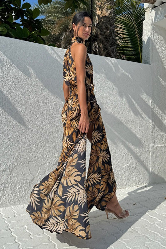 Floral Print High Slit Sexy Maxi Dress - Image 3