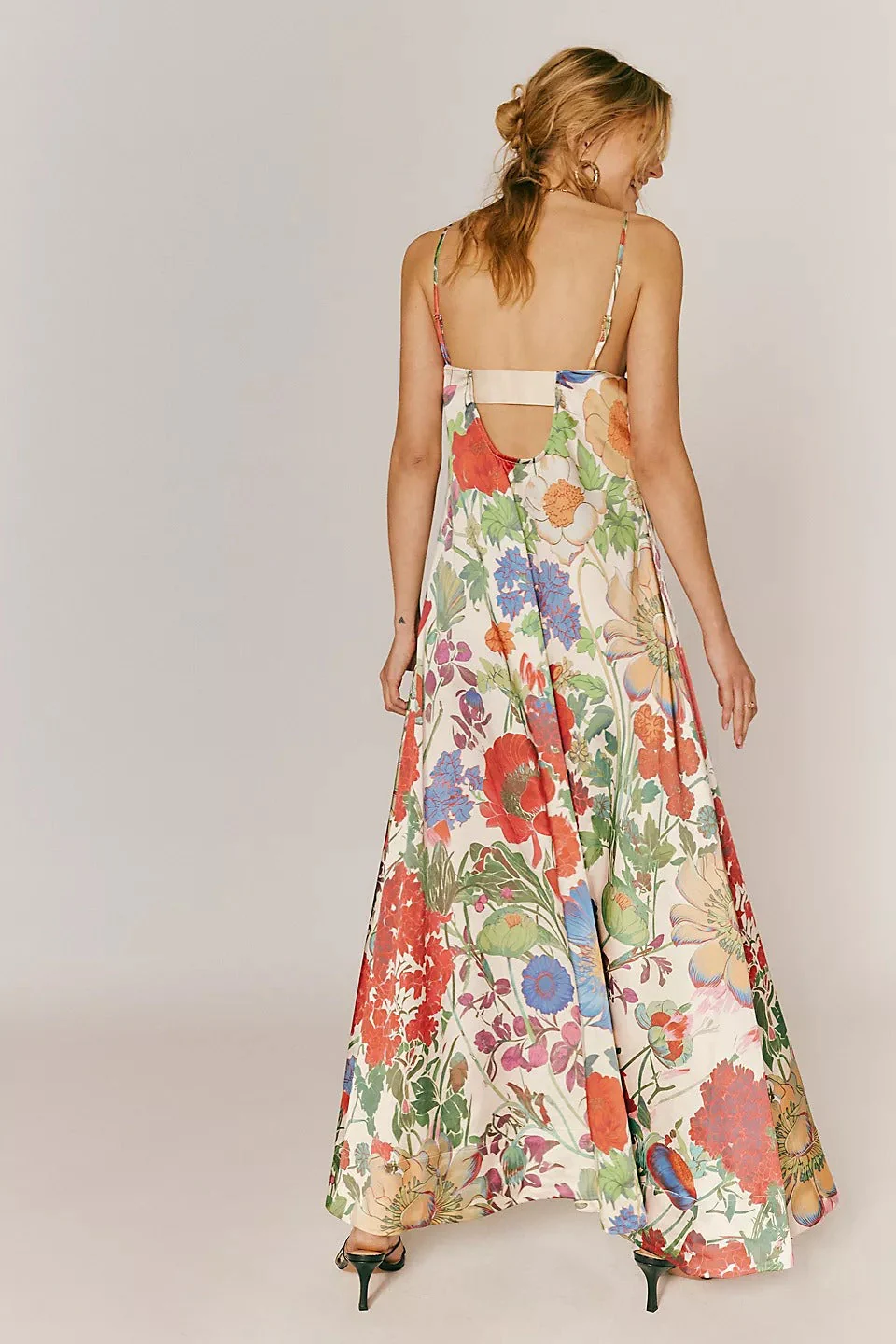 Chic Floral Print High-Waist A-Line Maxi Dress - Image 2