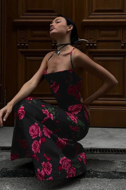 Sexy Floral Print Backless Tie Maxi Dress - Image 2