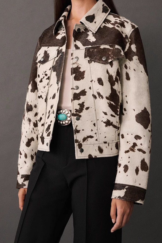 Trendy Asymmetrical Print Short Coat - Image 2