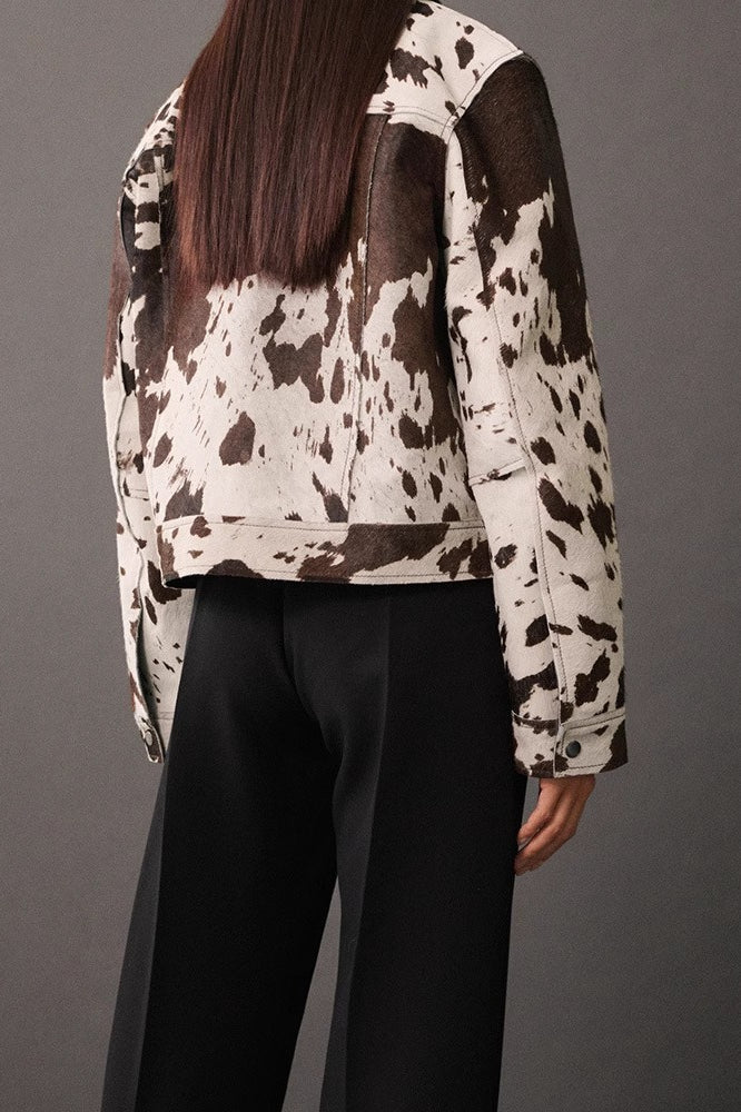 Trendy Asymmetrical Print Short Coat - Image 3