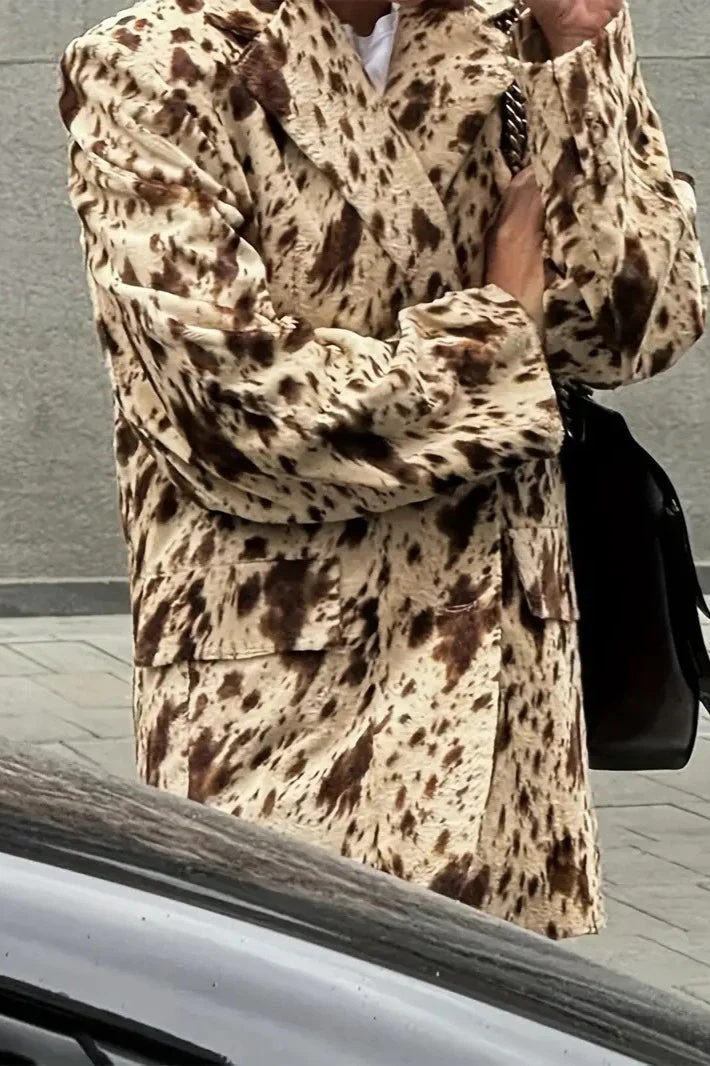 Relaxed Fit Leopard Print Blazer Coat - Image 2