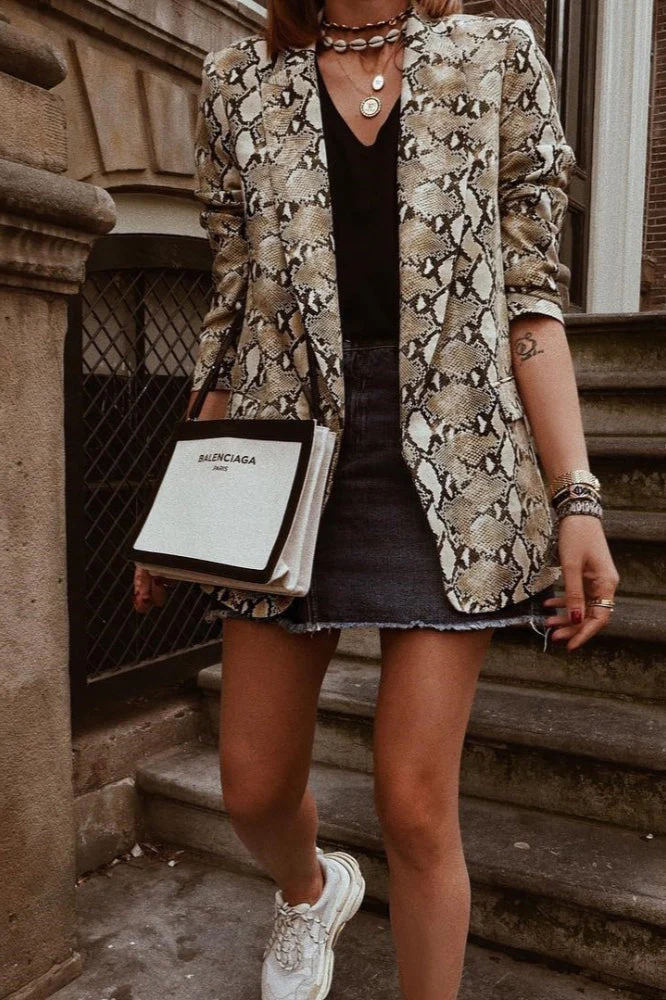 Snake Skin Print Slim Blazer Coat - Image 2