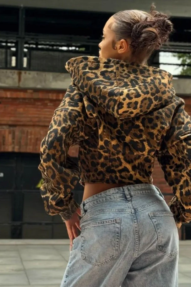 Street Style Leopard Print Hoodie Coat - Image 3