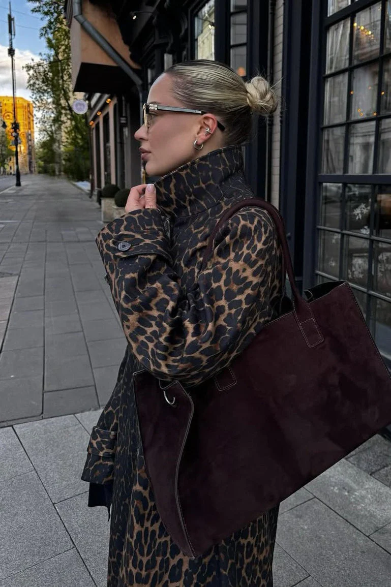 Leopard Print Long Trench Coat - Image 2