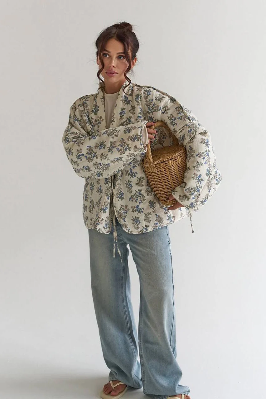 Vintage Floral Print Quilted Coat - Image 4