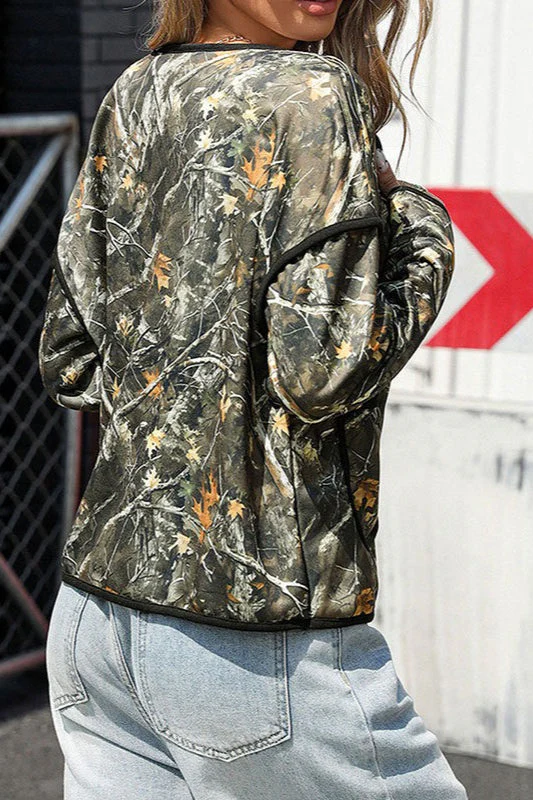 Retro Print Round Neck Cardigan Coat - Image 4