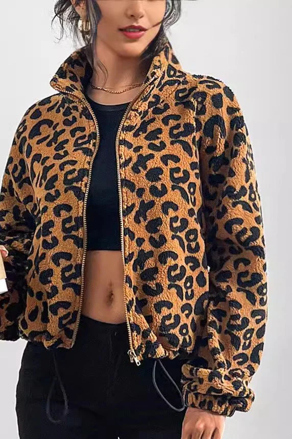 Cozy Leopard Print Fleece Coat - Image 2