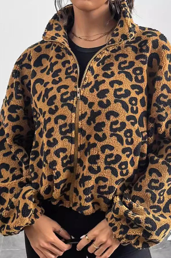 Cozy Leopard Print Fleece Coat - Image 3